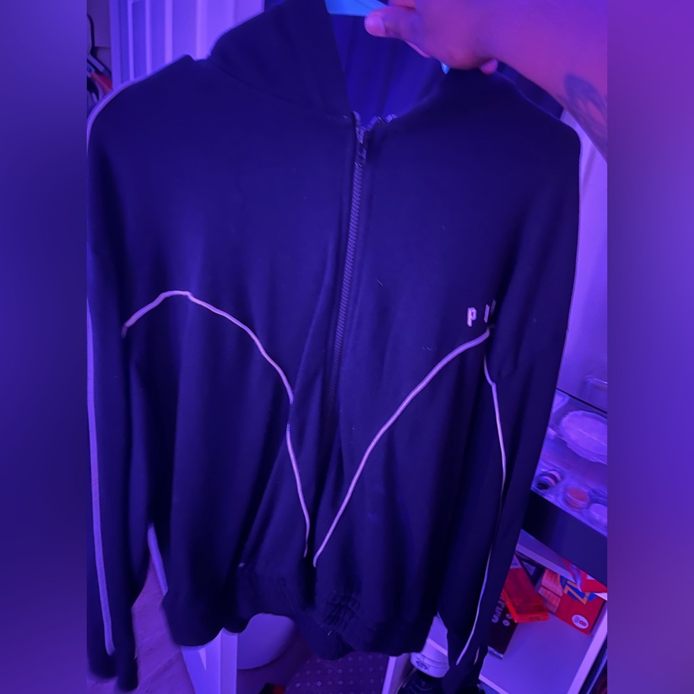 PINK black cropped hoodie large
